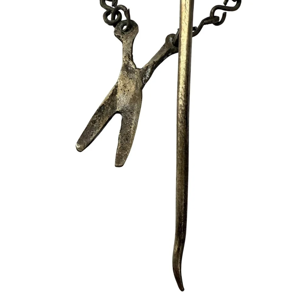 Vintage Andean Tupu Shawl Pin Brooch Llama‎ With Scissors Folk Art Peru Bolivia